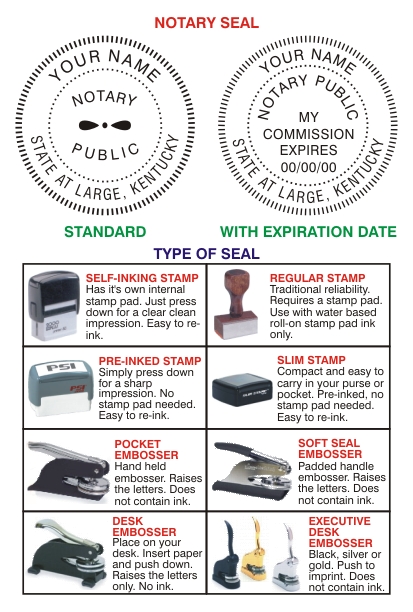 Kentucky Notary Seals Embossers And Rubber Stamps